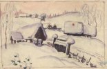М.Г. Коэнте. "Зимний пейзаж". Акварель. Между 1950 и 1952, Каргопольлаг (ст. Ерцево Архангельской обл.). Марсель-Мария Георгиевна Коэнте (1898-1971) - художник-график, перед арестом работала в мастерской Лениздата. Арестована 13.02.1950, приговорена 23.12.1950 ОС МГБ СССР по ст. 58-10 ч. 1 УК РСФСР