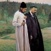 Павел Флоренский и Сергей Булгаков. Михаил Нестеров. Масло. 1917