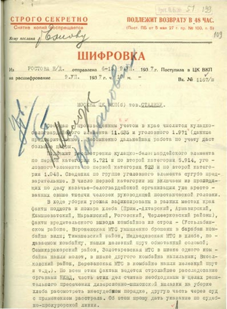 Список репрессированных жителей Азово-Черноморского Края