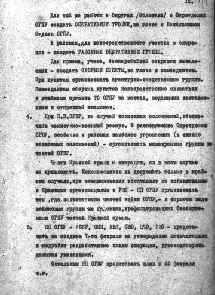 Приказ ОГПУ № 44/21 о мероприятиях по ликвидации кулачества как класса от 2 февраля 1930 г
