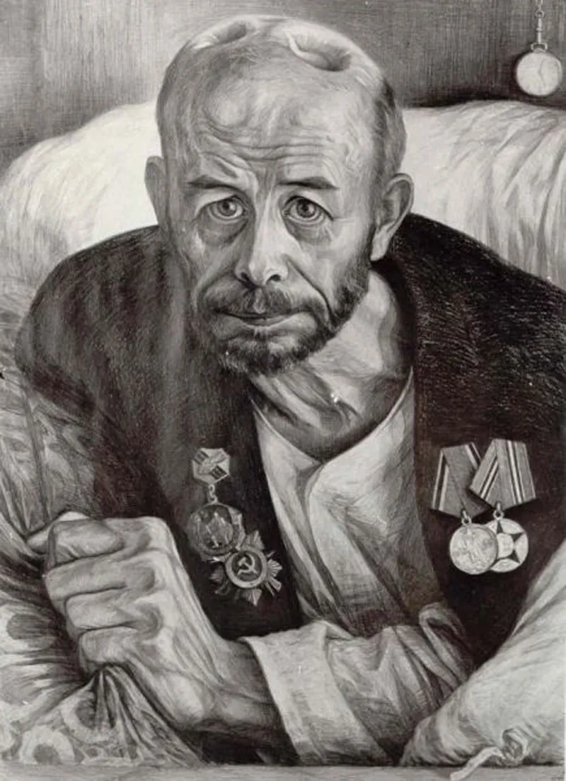 Ранен при защите СССР. Рисунок Геннадия Доброва