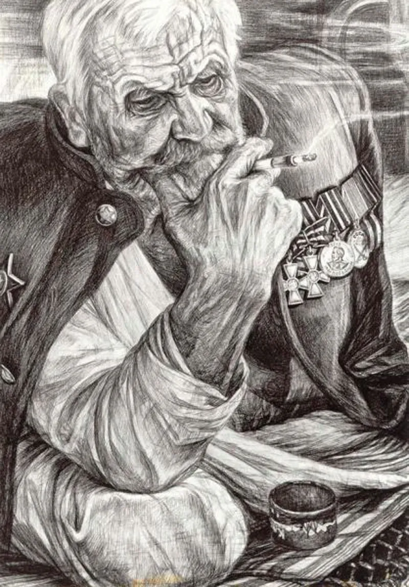 Старый воин. Рисунок Геннадия Доброва