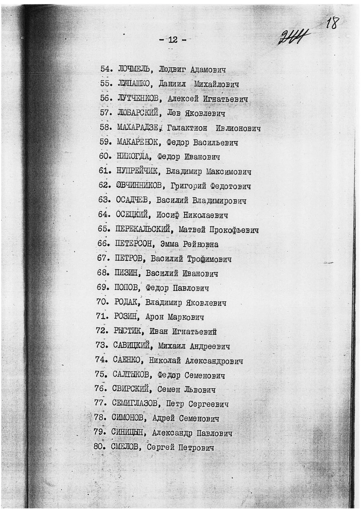 Сталинские списки: список лиц от 27 февраля 1937 года. Москва-центр и еще 13 регионов