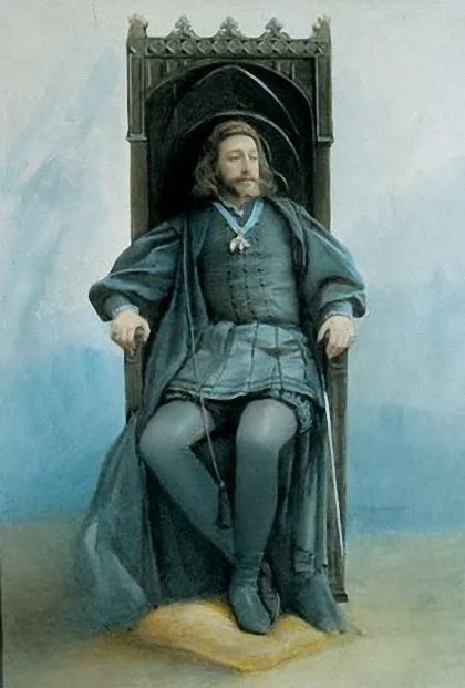 Grand Prince Konstantin Konstantinovich in the role of Hamlet in an amateur theatricals, watercolor portrait of Sophia Kramskaya