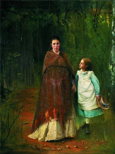 Ivan N. Kramskoy. In the park. Portrait of Sophia Nikolaevna and Sophia Ivanovna Kramskaya, a wife and a daughter of the artist. 1875