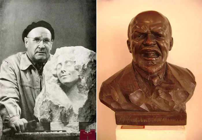 Слева: Георгий Лавров (1895–1991). Арестован в сентябре 1938 года. В 1939 году осужден на пять лет исправительно-трудовых лагерей. Реабилитирован в 1954 году. Источник: gulagmuseum.org. Справа: Георгий Лавров. Ленин на митинге. 1924. Музей современной истории России, Москва